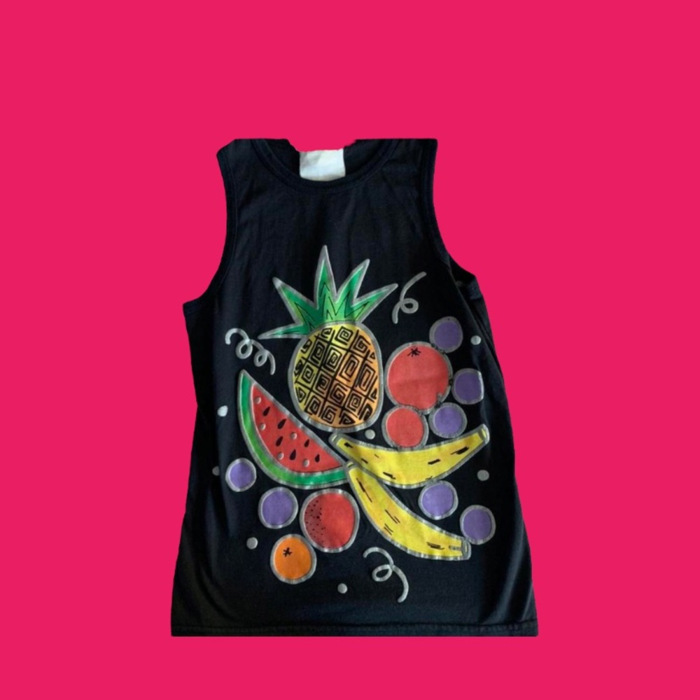 vintage funky fruit black tank top